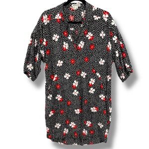 Whistles Lola Confetti Floral Tunic Style Dress, Black Red White Size Small